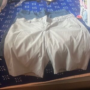 Walter Hagen Blue and Cream Flat Front Shorts